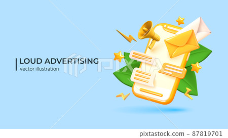 Loud Advertising minimalistic style vector illustration Loud Advertising minimalistic style vector illustration 87819701