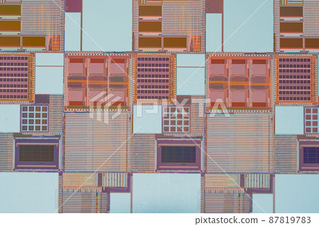 Silicon wafer for manufacturing semiconductor of integrated circuit, close up view. 87819783