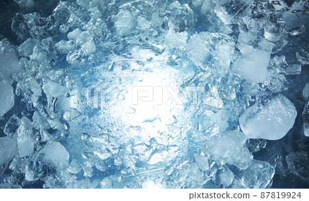 Close-up of broken ice, top shot. Close-up of broken ice, top shot. 87819924
