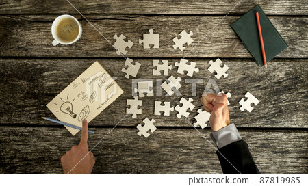 Thumb up and pointing to business symbols Thumb up and pointing to business symbols 87819985