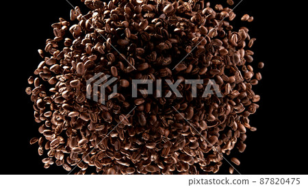 Freeze motion of flying coffee beans Freeze motion of flying coffee beans 87820475