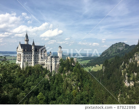 Neuschwanstein Castle befitting the true appearance of the old German knight castle 87822898