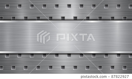 Metal background with holes and a polished plate 87822927