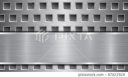 Metal background with holes and a polished plate 87822928