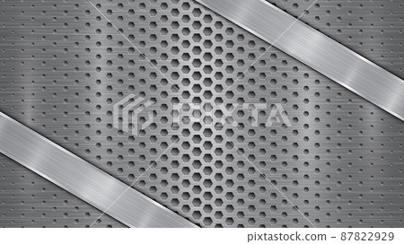 Metal background with holes and a polished plate 87822929