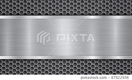 Metal background with holes and a polished plate 87822936