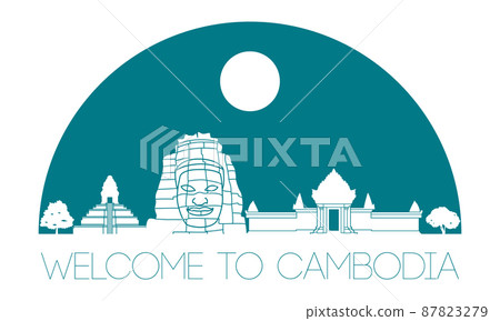 cambodia famous landmark silhouette style with text inside cambodia famous landmark silhouette style with text inside 87823279