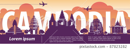 cambodia famous landmark silhouette style with text inside cambodia famous landmark silhouette style with text inside 87823282