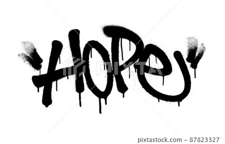 Sprayed hope font graffiti with overspray in black over white. Vector illustration. 87823327