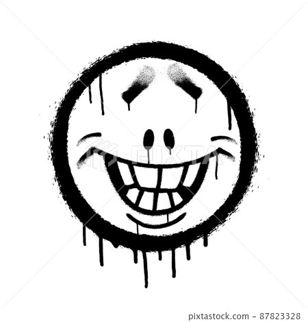 Graffiti emoticon. Smiling face painted with smudges of spray paint. Vector illustration Graffiti emoticon. Smiling face painted with smudges of spray paint. Vector illustration 87823328