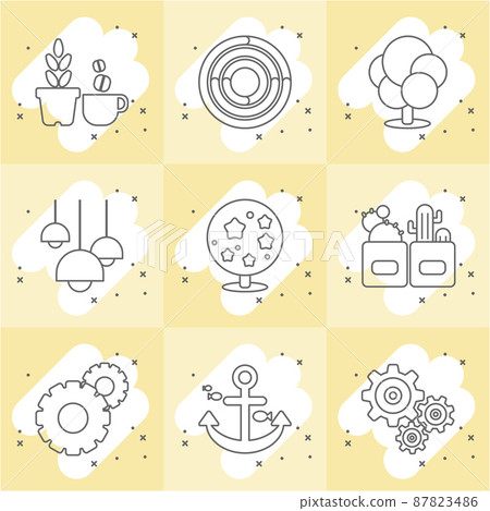 Line icons related to relaxation and setting 87823486