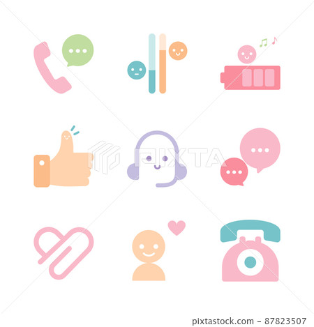 與客戶服務相關的呼叫和語音氣泡圖標 87823507