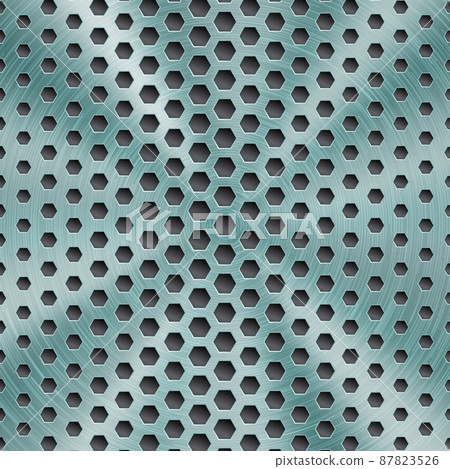 Abstract metal background with hexagonal holes 87823526