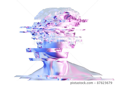 Head of David sculpture with slice effect, 3D rendered 87823679