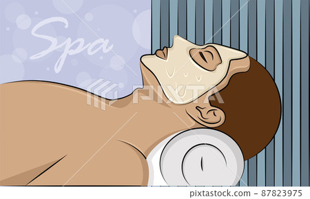 Man relaxing with a spa facial mask Vector Man relaxing with a spa facial mask Vector 87823975