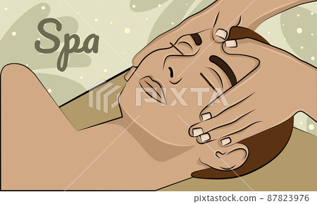 Hands doing a facial massage on a man Spa Hands doing a facial massage on a man Spa 87823976