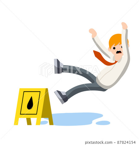 Man slipped on wet floor. Danger and risk - Stock Illustration ...