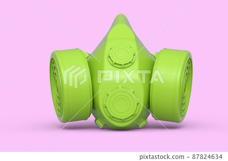 Respirator for professional use or gas mask on pink monochrome background 87824634