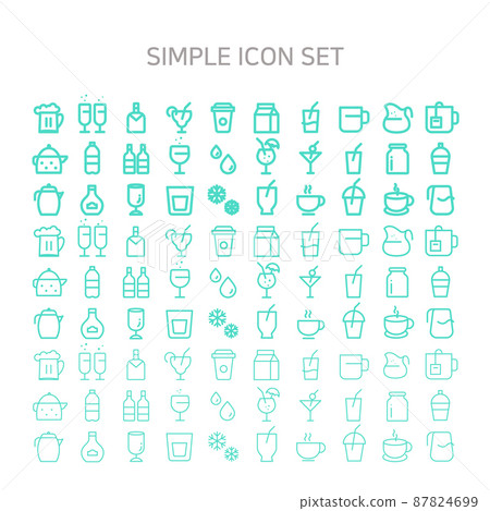 A collection of line icons related to kitchen, cooking and food A collection of line icons related to kitchen, cooking and food 87824699