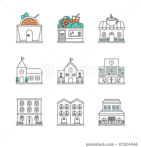 Various shop, building icons Various shop, building icons 87824846