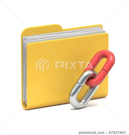 Yellow folder icon with links 3D Yellow folder icon with links 3D 87825941