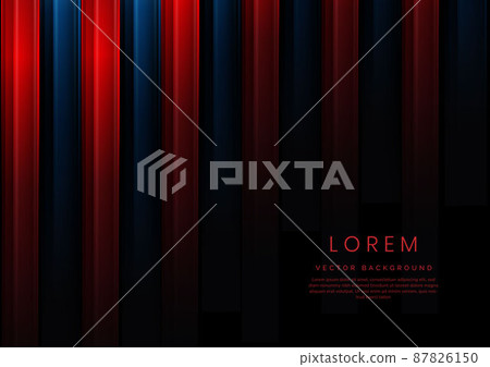 Abstract red and blue gradient geometric vertical overlapping on black background with copy space for text. Abstract red and blue gradient geometric vertical overlapping on black background with copy space for text. 87826150