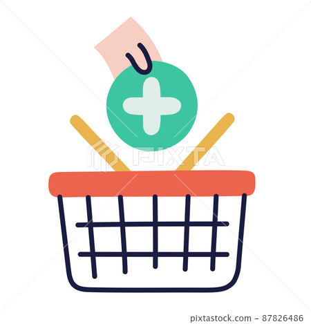 Add to basket. Hand Drawn Doodle Shopping Icon. 87826486