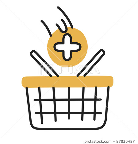 Add to basket. Hand Drawn Doodle Shopping Icon. 87826487