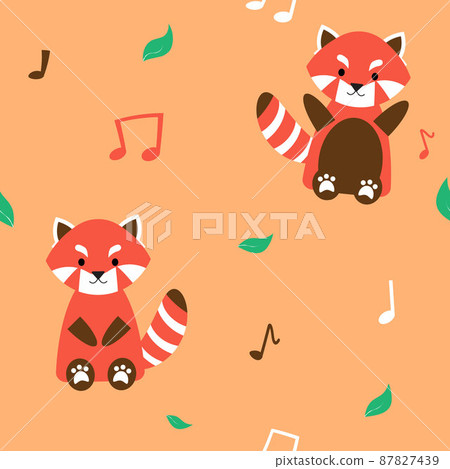 cute red panda with music note seamless pattern for print or fabric cute red panda with music note seamless pattern for print or fabric 87827439