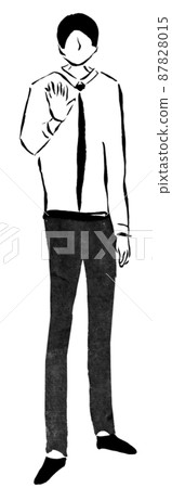 拒絕的商人（墨水手繪人物插圖） 87828015