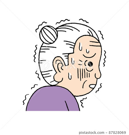 一個害怕的女性老人的側面圖 87828069