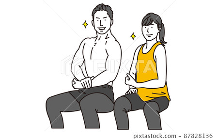 Asian men and women training together Asian men and women training together 87828136