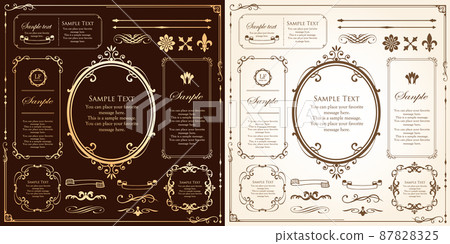 Spring plant motif frameset. Vintage flower. Decorative design. Trendy treatment 87828325
