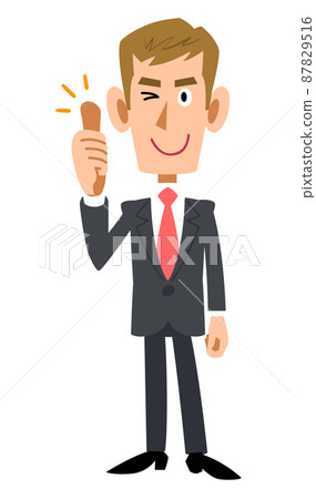 充分的身體的年輕商人豎起大拇指 87829516
