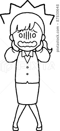 Illustration of a young business woman in a shocked vest and skirt Illustration of a young business woman in a shocked vest and skirt 87830648