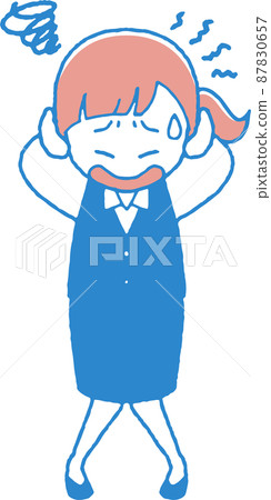 Illustration of a young business woman wearing a worried vest and skirt 87830657