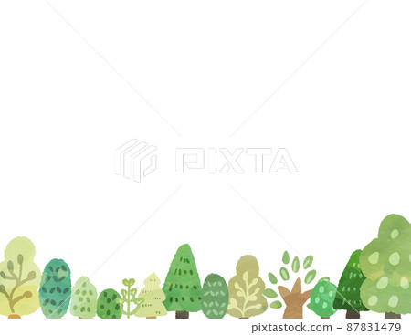 水彩風格植物森林景觀框架 水彩風格植物森林景觀框架 87831479