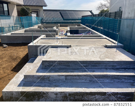 Site of foundation work for a detached house Site of foundation work for a detached house 87832551
