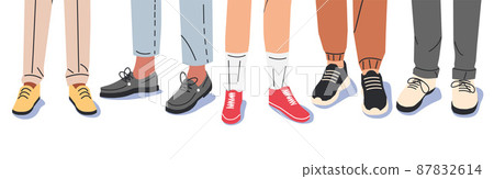 Set of Various Male Shoes with Feet. 87832614