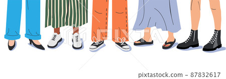 Set of Various Female Shoes with Feet. 87832617