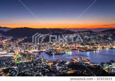 《Nagasaki Prefecture》 Dawn of Mt. Inasa, Japan's Three Major Night Views, Blue Moment 《Nagasaki Prefecture》 Dawn of Mt. Inasa, Japan's Three Major Night Views, Blue Moment 87833633