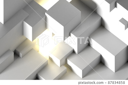 Abstract architectural background with cube construction or stage and light beam inside. 3D illustration 87834858