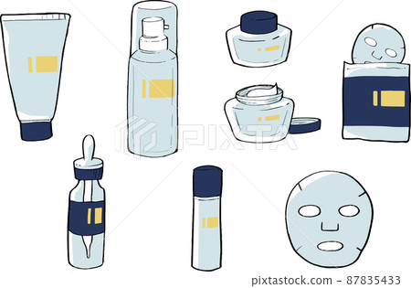 Skin care accessory illustration set blue 87835433