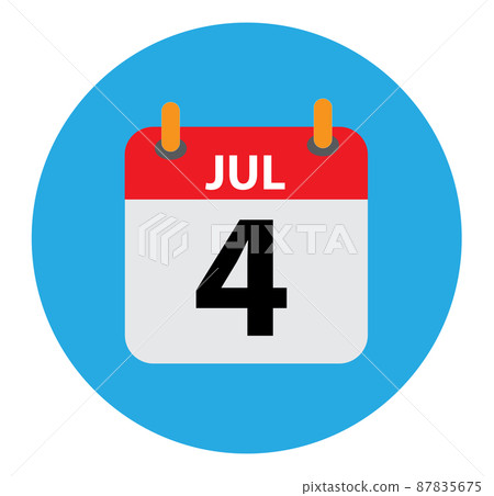 calendar icon fourth July sign. red july calendar on white background. Independence Day USA. flat style. 87835675