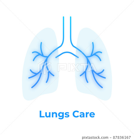 Lung care icon in glass morphism style. Vector illustration. 87836167