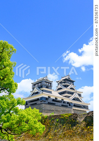 熊本城“重建和重建後”2021（春季）新鮮的綠色風景熊本城 87836733