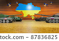 Russia-Ukraine tensions escalate about the NATO expansion, 3D rendering. 87836825