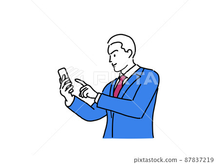 A businessman holding a smartphone 87837219