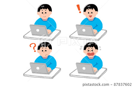 男士便服操作筆記本電腦套裝（手繪彩色） 87837602