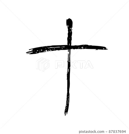 Hand drawn cross symbol. Black sketch cross symbol on white background. Vector illustration 87837694